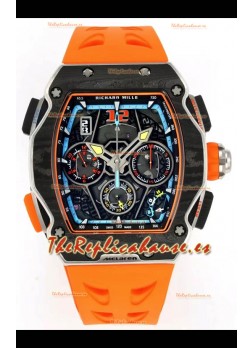 Richard Mille Super Clone RM65-01 Caja Carbono Reloj Réplica con Correa Naranja