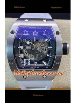 Richard Mille RM010 Reloj Réplica Acero Inoxidable en Correa Blanca