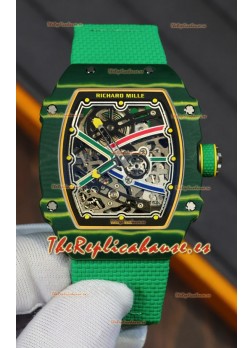 Richard Mille Super Clone RM67-02 Wayde Van Niekerk Carbono Verde TPT 37 Gramos Reloj Correa Verde