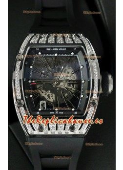 Richard Mille RM010 Reloj Acero Inoxidable Réplica en Correa Negra