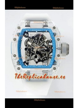 Richard Mille RM055 Caja con Zafiros Transparentes y Tourbillon Genuino Reloj Super Clone