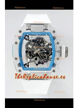 Richard Mille RM055 Caja con Zafiros Transparentes y Tourbillon Genuino Reloj Super Clone