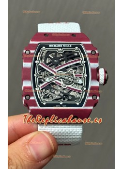 Richard Mille Super Clone RM67-02 Mutaz Barshim Carbono Rojo TPT 27 Gramos Reloj Correa Blanca