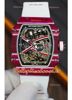 Richard Mille Super Clone RM67-02 Mutaz Barshim Carbono Rojo TPT 27 Gramos Reloj Correa Blanca