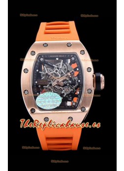 Richard Mille RM035 AMERICAS Reloj Réplica en Oro Rosado de 18K Correa Naranja
