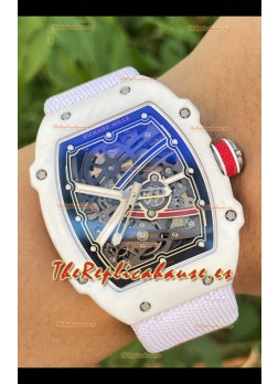 Richard Mille Super Clone RM67-02 Alexis Pinturault Blanco Quartz TPT 37 Gramos Reloj Correa Blanca