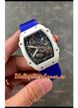 Richard Mille Super Clone RM67-02 Alexis Pinturault Blanco Quartz TPT 37 Gramos Reloj Correa Azul