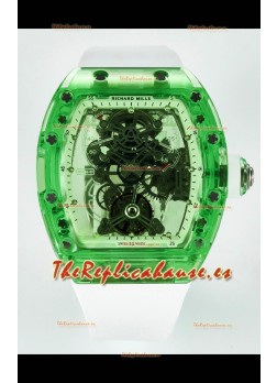 Richard Mille Super Clone 56-01 Caja Zafiro Transparente Reloj con Tourbillon Genuino