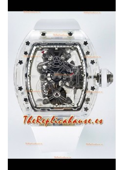 Richard Mille Super Clone 56-01 Caja Zafiro Transparente Reloj con Tourbillon Genuino