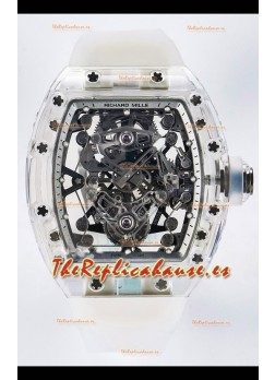 Richard Mille Super Clone 56-01 Caja Zafiro Transparente Reloj con Tourbillon Genuino