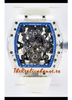 Richard Mille Super Clone 56-01 Caja Zafiro Transparente Reloj con Tourbillon Genuino