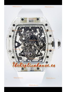 Richard Mille Super Clone 56-01 Caja Zafiro Transparente Reloj con Tourbillon Genuino