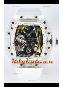 Richard Mille RM26-01 Tourbillon Panda Reloj Caja Zafiro Transparente - Réplica Super Clone