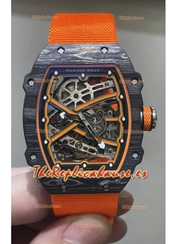 Richard Mille Super Clone RM67-02 Negro Carbon TPT 37 Gramos Reloj Correa Naranja