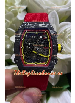 Richard Mille Super Clone RM67-02 Alexander Zverev Negro Carbon TPT 37 Gramos Reloj Correa Roja