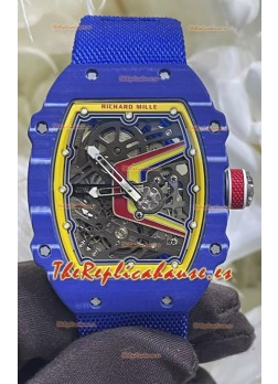 Richard Mille Super Clone RM67-02 Fernando Alonso Azul Carbon TPT 37 Gramos Reloj Correa Azul