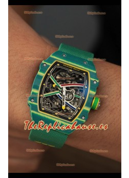 Richard Mille Super Clone RM67-02 Wayde Van Niekerk Verde Carbon TPT 37 Gramos Reloj Correa Verde