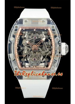Richard Mille Super Clone 56-01 Caja Zafiro Transparente Reloj con Tourbillon Genuino