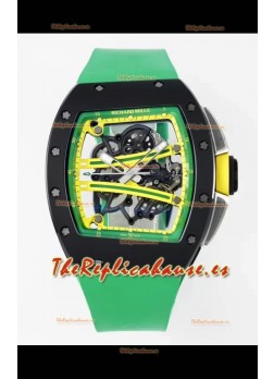 Richard Mille Super Clone RM61-01 Negro Ceramic Correa Verde Reloj Réplica Suizo