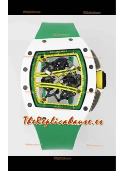 Richard Mille Super Clone RM61-01 Blanco Ceramic Correa Verde Reloj Réplica Suizo