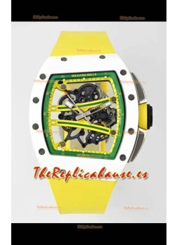 Richard Mille Super Clone RM61-01 Cerámica Blanca Correa Amarilla Reloj Réplica Suizo