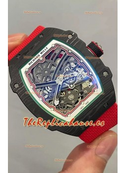 Richard Mille Super Clone RM67-02 Negro Carbon TPT 37 Gramos Reloj Correa Roja