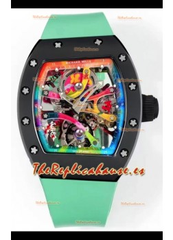 Richard Mille Super Clone RM68-01 Negro Caja Cerámica Correa Verde Tourbillon Réplica Suiza