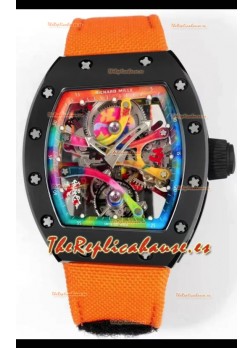 Richard Mille Super Clone RM68-01 Negro Caja Cerámica Correa Nylon Tourbillon Réplica Suiza