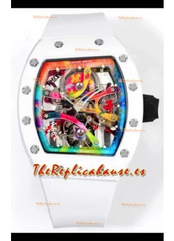 Richard Mille Super Clone RM68-01 Blanco Caja Cerámica Correa Blanca Tourbillon Réplica Suiza