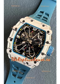 Richard Mille RM35-03 Edición Rafael Nadal Caja Fibra de Carbono Blanca Reloj Réplica Espejo 1:1 Correa Azul