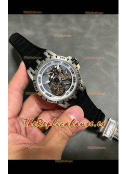 Roger Dubuis Super Clone Excalibur Spider Flying Tourbillon Skeleton Caja Titanio 45MM