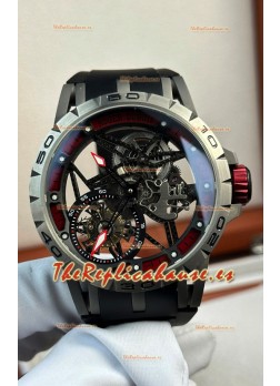 Roger Dubuis Super Clone Excalibur Spider Flying Tourbillon Skeleton Caja Titanio 45MM