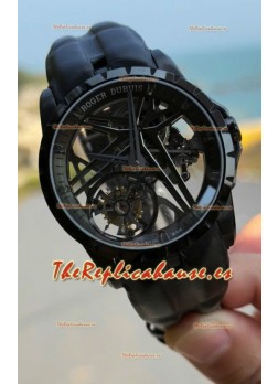 Roger Dubuis Super Clone Excalibur Spider Flying Tourbillon Skeleton Caja Titanio 42MM
