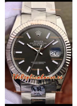 Rolex Datejust 41MM Movimiento Cal.3135 Movement Reloj Réplica Suizo en Caja de Acero 904L Dial Gris