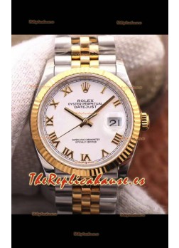 Rolex Datejust 36MM Movimiento Cal.3135 Reloj Réplica Suizo en Acero 904L Caja en Dos Tonos Dial Blanco