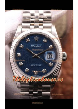 Rolex Datejust 36MM Movimiento Cal.3135 Reloj Réplica Suizo en Acero 904L Dial Azul tipo Computadora