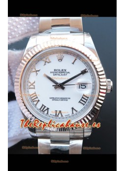 Rolex Datejust 41MM Movimiento Cal.3135 Reloj Réplica Suizo en Acero Dial Blanco en Romanos