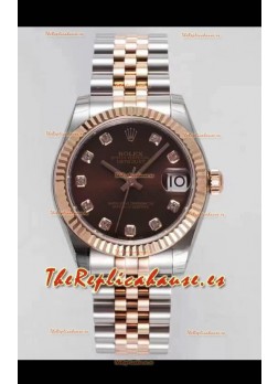 Rolex Datejust 31MM Movimiento Cal.3135 Reloj Réplica Suizo Dial Marrón Correa Jubilee - Reloj Ultimate Acero 904L