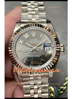 Reloj Rolex Datejust Super Clone Dial Gris Caja Acero 28MM