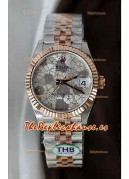 Reloj Rolex Datejust Movimiento Cal.3235 Super Clone Oro Rosado Dos Tonos Dial con Motivo 31MM