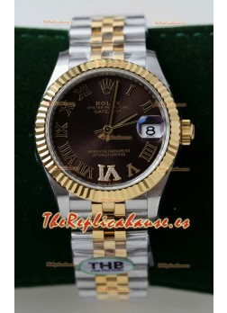 Rolex Datejust Calibre 3235, Movimiento Super Clone, Oro Rosado Dos Tonos 31MM - Dial Marrón