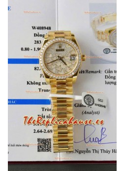 Reloj Rolex Datejust Super Clone Moissanitas Dial Mariposa 31MM Oro Amarillo