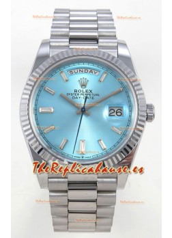 Rolex Day Date Super Clone Dial Azul Hielo 40MM 220 Gramos Reloj Réplica Suizo