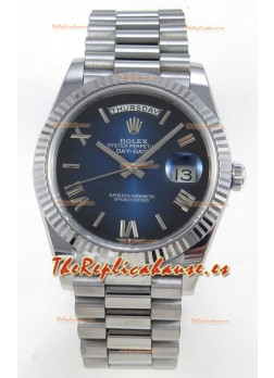 Rolex Day Date Super Clone Dial Azul Romanos 40MM 220 Gramos Reloj Réplica Suizo