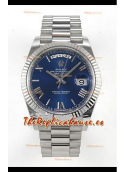 Rolex Day Date Super Clone Dial Azul Romanos 40MM 220 Gramos Reloj Réplica Suizo