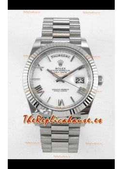 Rolex Day Date Super Clone Dial Blanco 40MM 220 Gramos Reloj Réplica Suizo