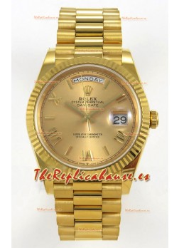 Rolex Day Date Super Clone Gold Roman Dial 40MM 220 Gramos Reloj Réplica Suizo
