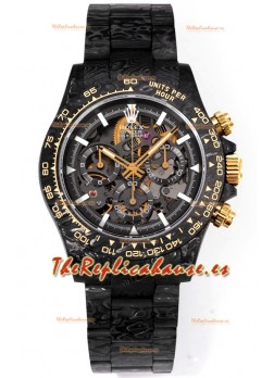 Rolex Daytona Blaken Carbono Negro Reloj Réplica Suizo Espejo 1:1 Dial Skeleton Movimiento Cal.4130