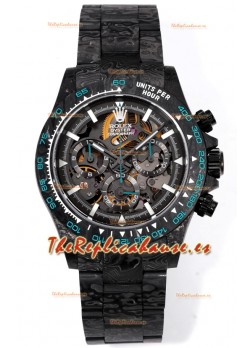 Rolex Daytona Blaken Carbono Negro Reloj Réplica Suizo Espejo 1:1 Dial Skeleton Movimiento Cal.4130