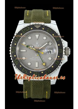 Rolex GMT Masters DiW White Caja de Carbono Reloj Réplica SuizoVerdant Gray Dial 
